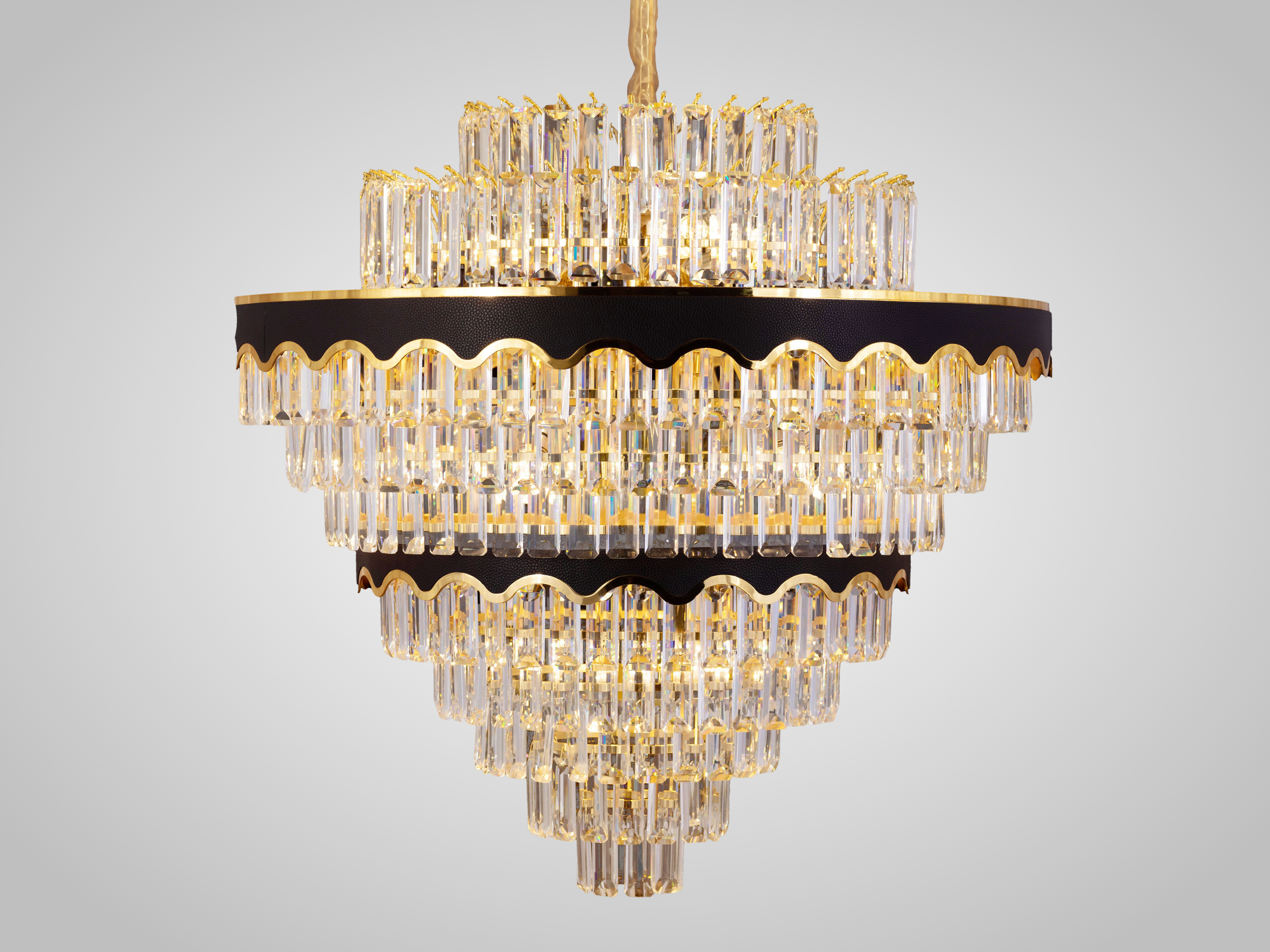 Luxury Crystal Chandelier – Elegant Gold & Black Design with 400 Sparkling Crystals