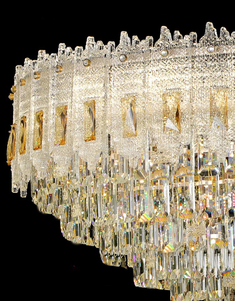 Modern Luxury Crystal Chandelier – 31.4” Round Gold Ceiling Light Fixture for Living Room, Dining Room, or Foyer