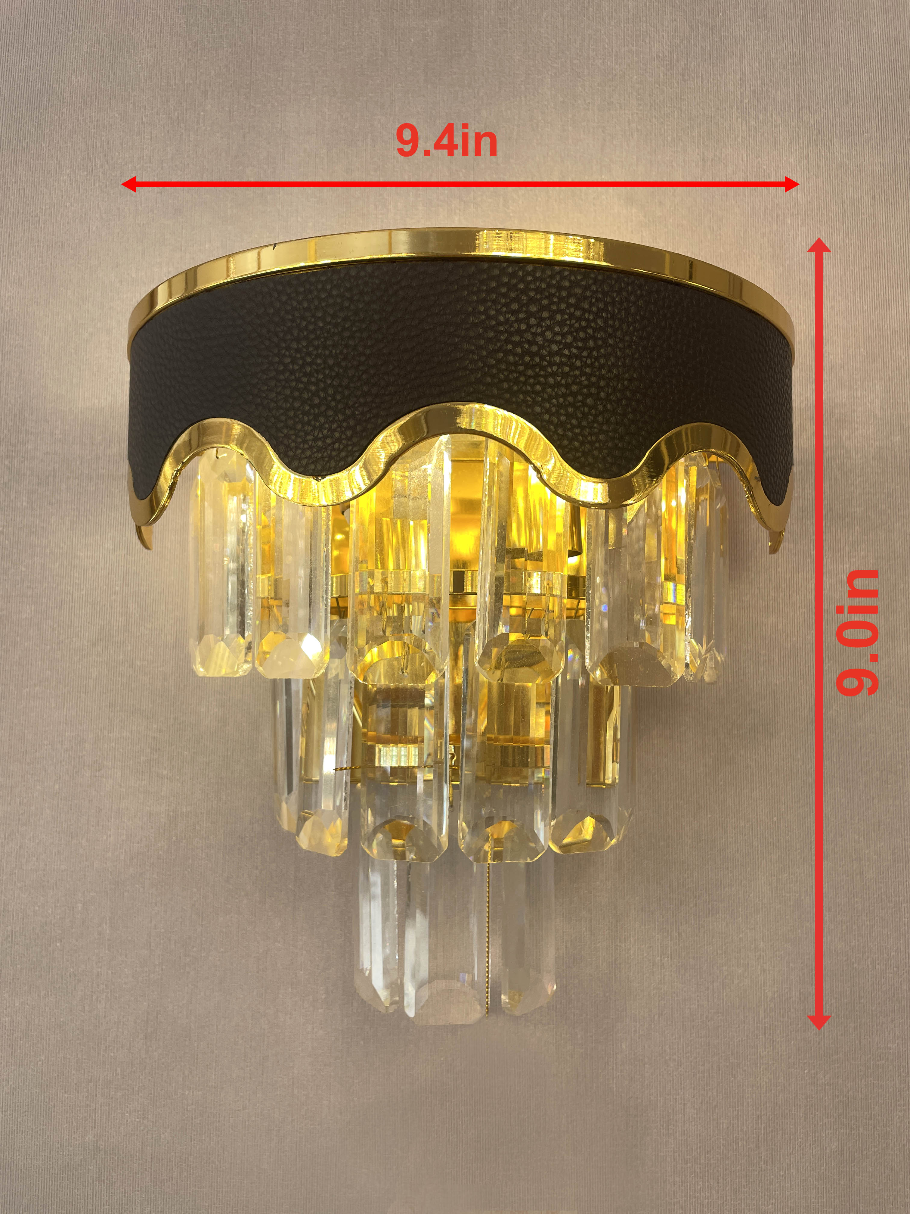 Crystal Wall Chandelier with Gold Finish – 2-Layer LED Accent Light