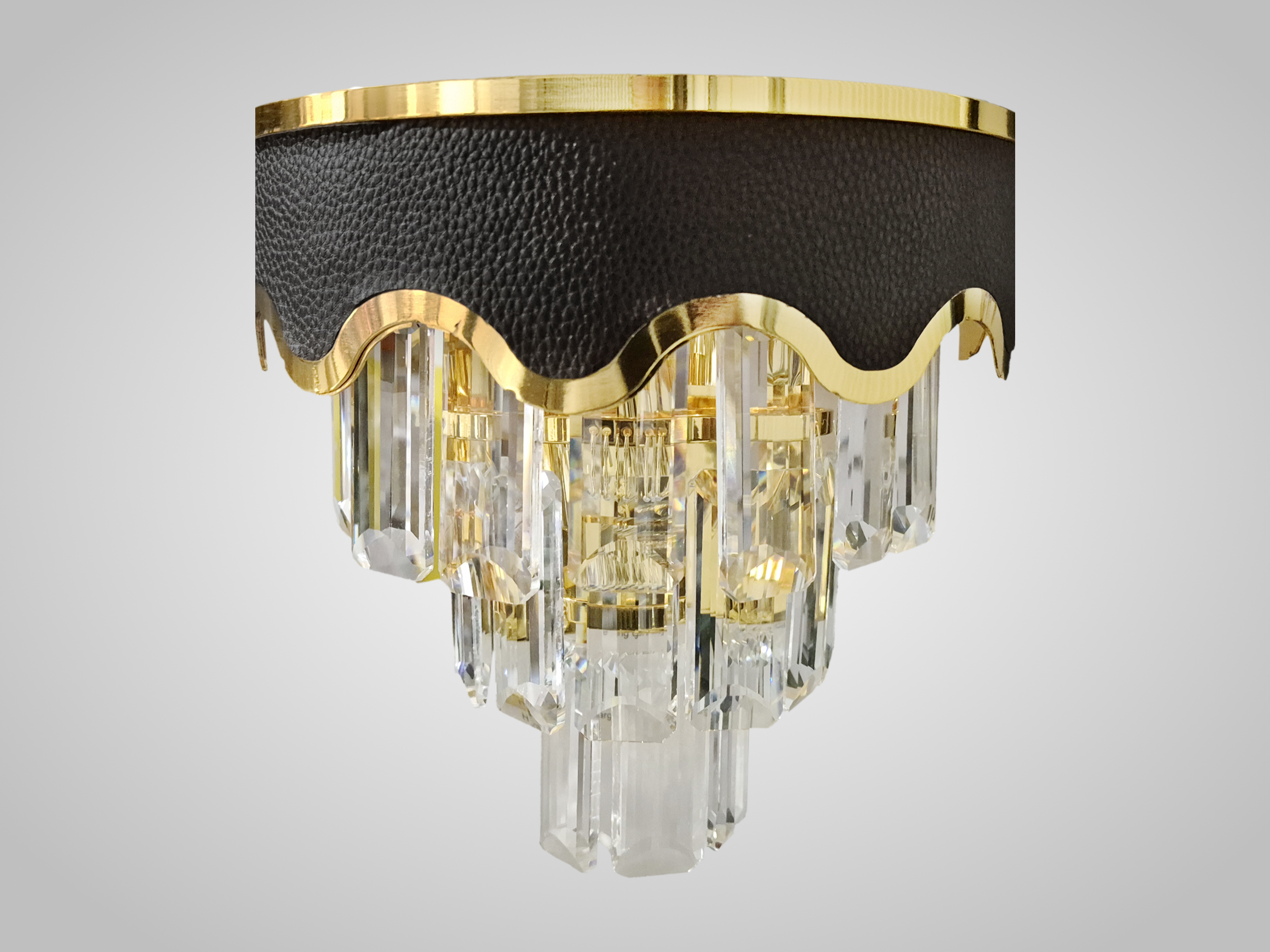 Crystal Wall Chandelier with Gold Finish – 2-Layer LED Accent Light