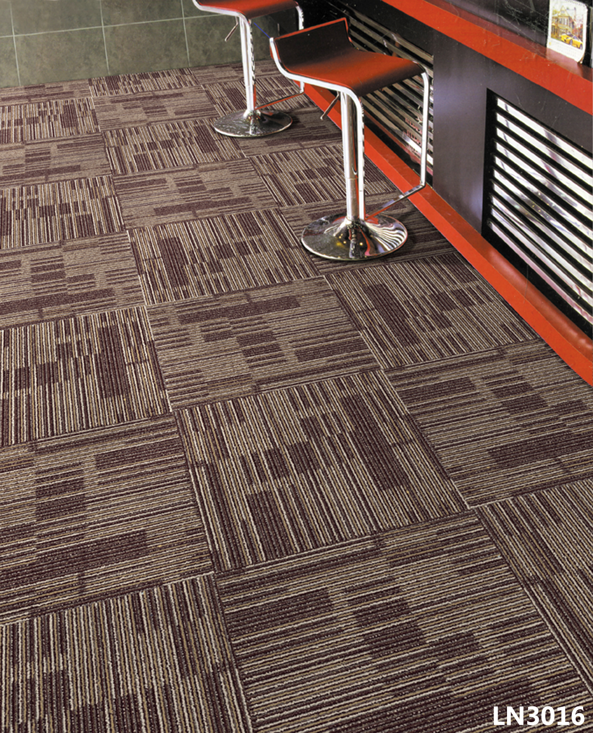 Brown 20" x 20" Premium Commercial Carpet Tile / Stain Resistant - Modern Striped Design