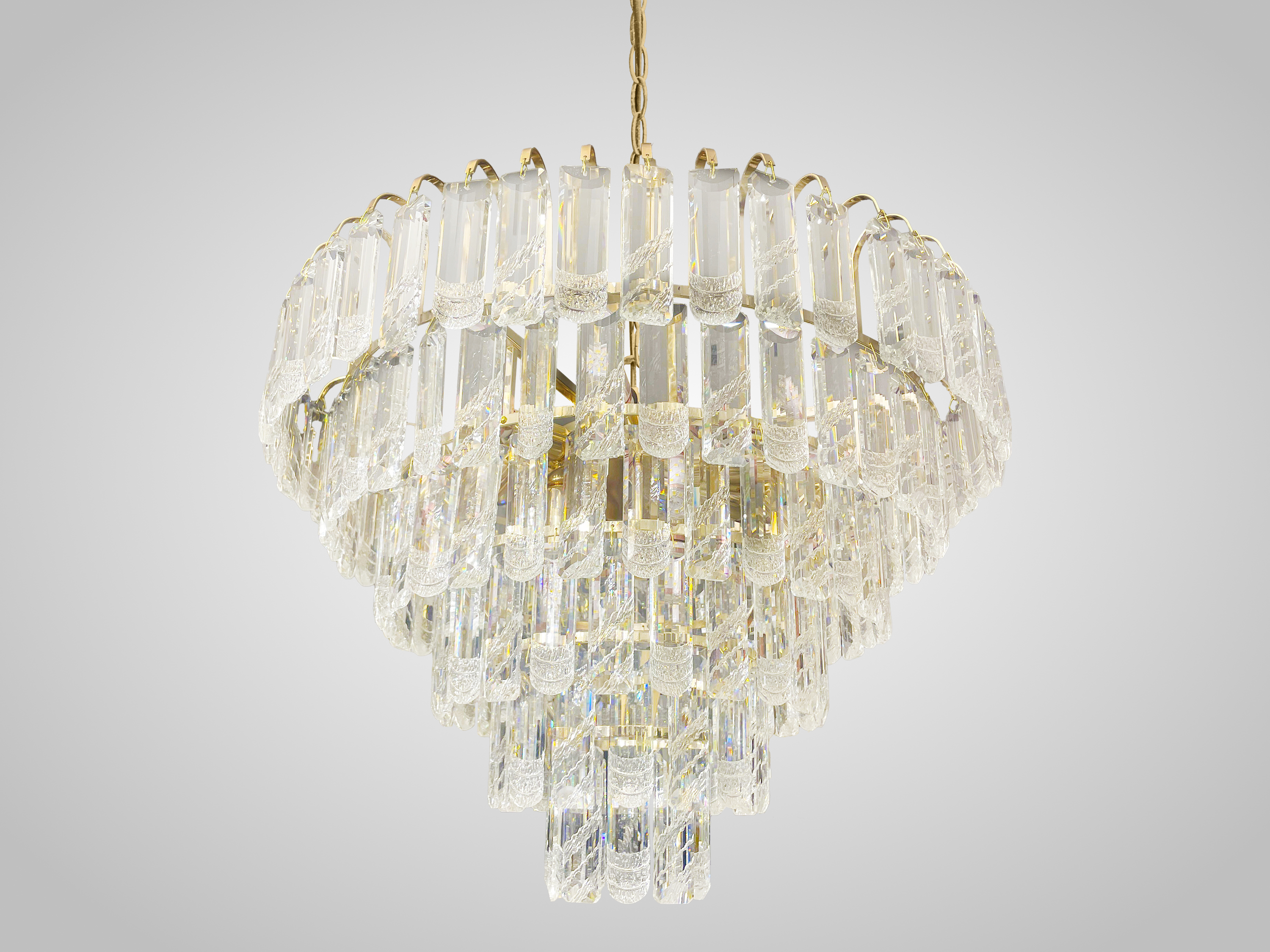 Luxury Crystal Tiered Chandelier – Wide Modern Round Pendant Light for Dining Room, Living Room