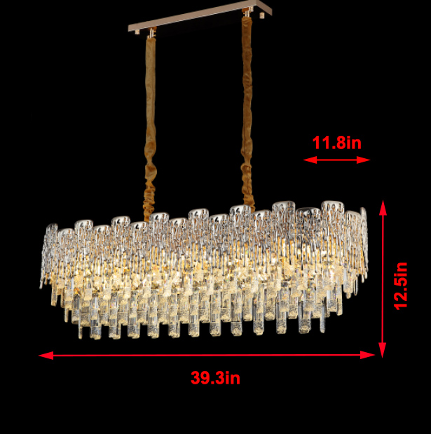 Modern Rectangular Crystal Chandelier – Luxury LED Ceiling Light for Dining Room, Kitchen Island, Living Room, Elegant Pendant Fixture