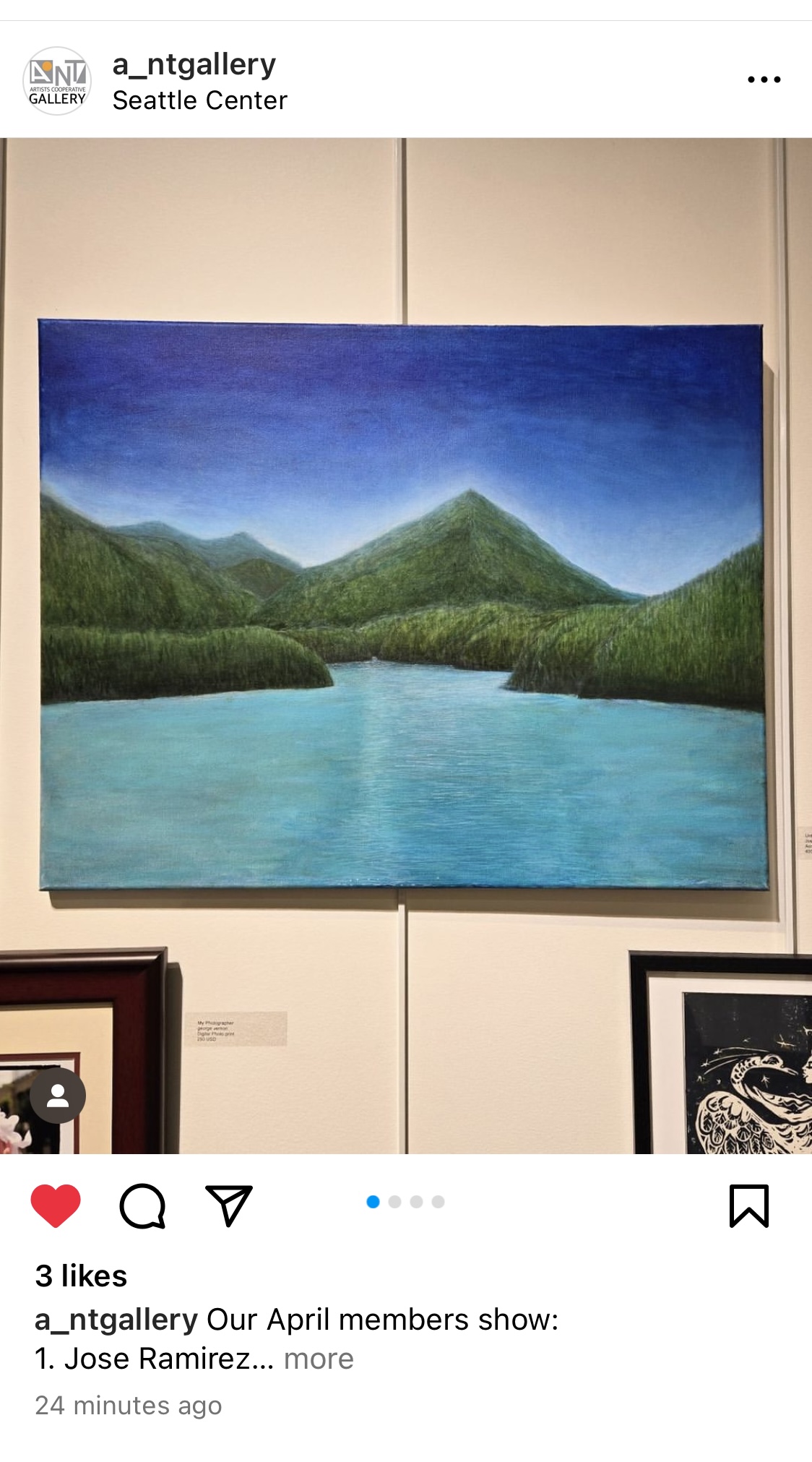 Landscape Painting of Lake and Mountains