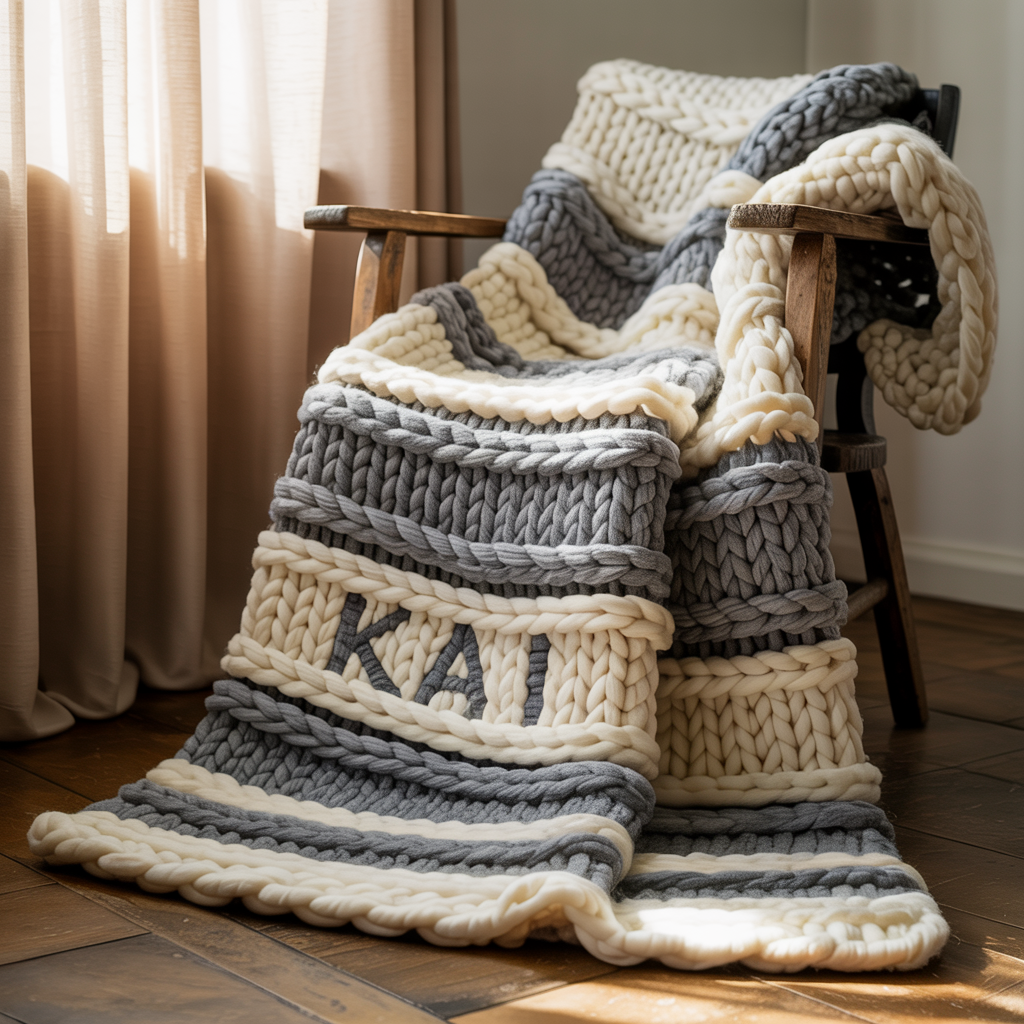 Chunky Knit Personalized Blanket