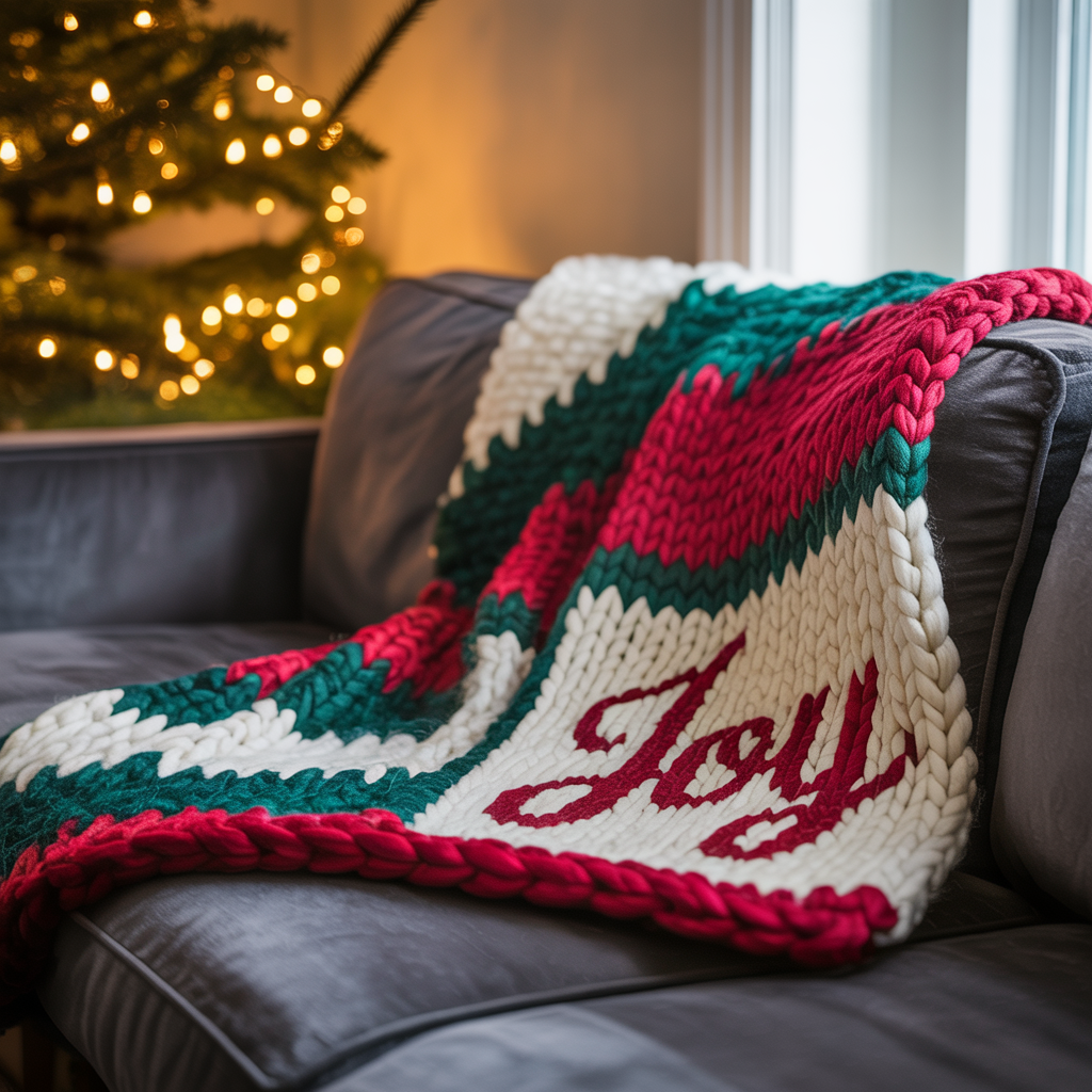 Holiday Joy Knitted Blanket