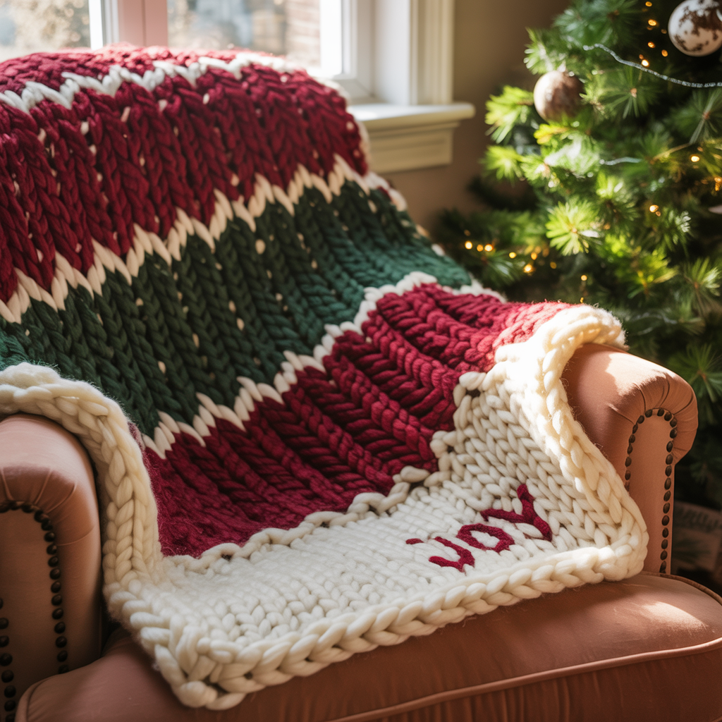 Chunky Knit Christmas Blanket