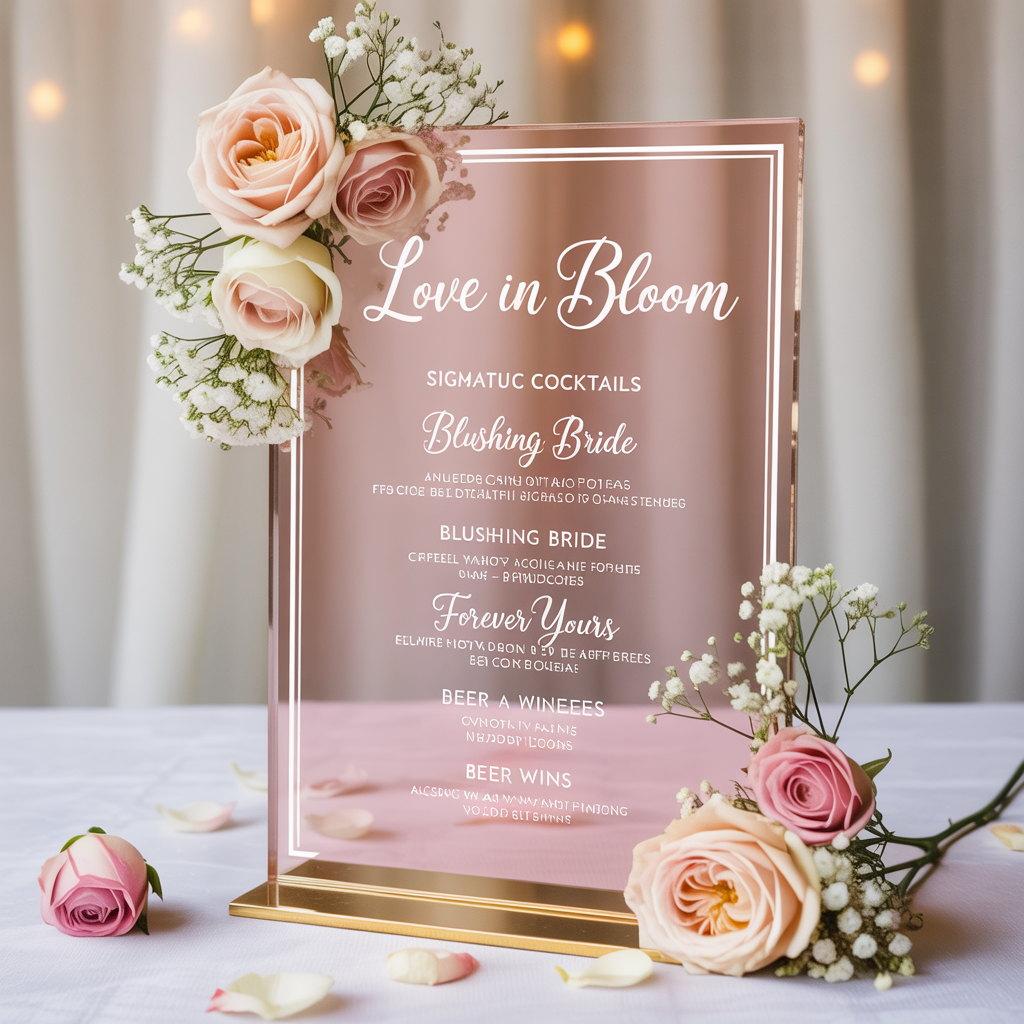 Personalized Acrylic Wedding Menu Sign