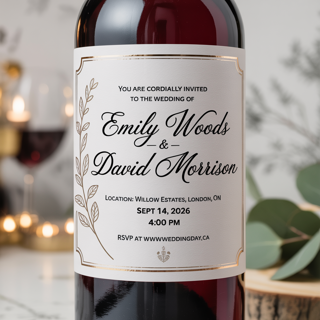 Custom Bottle Label Wedding Invitations