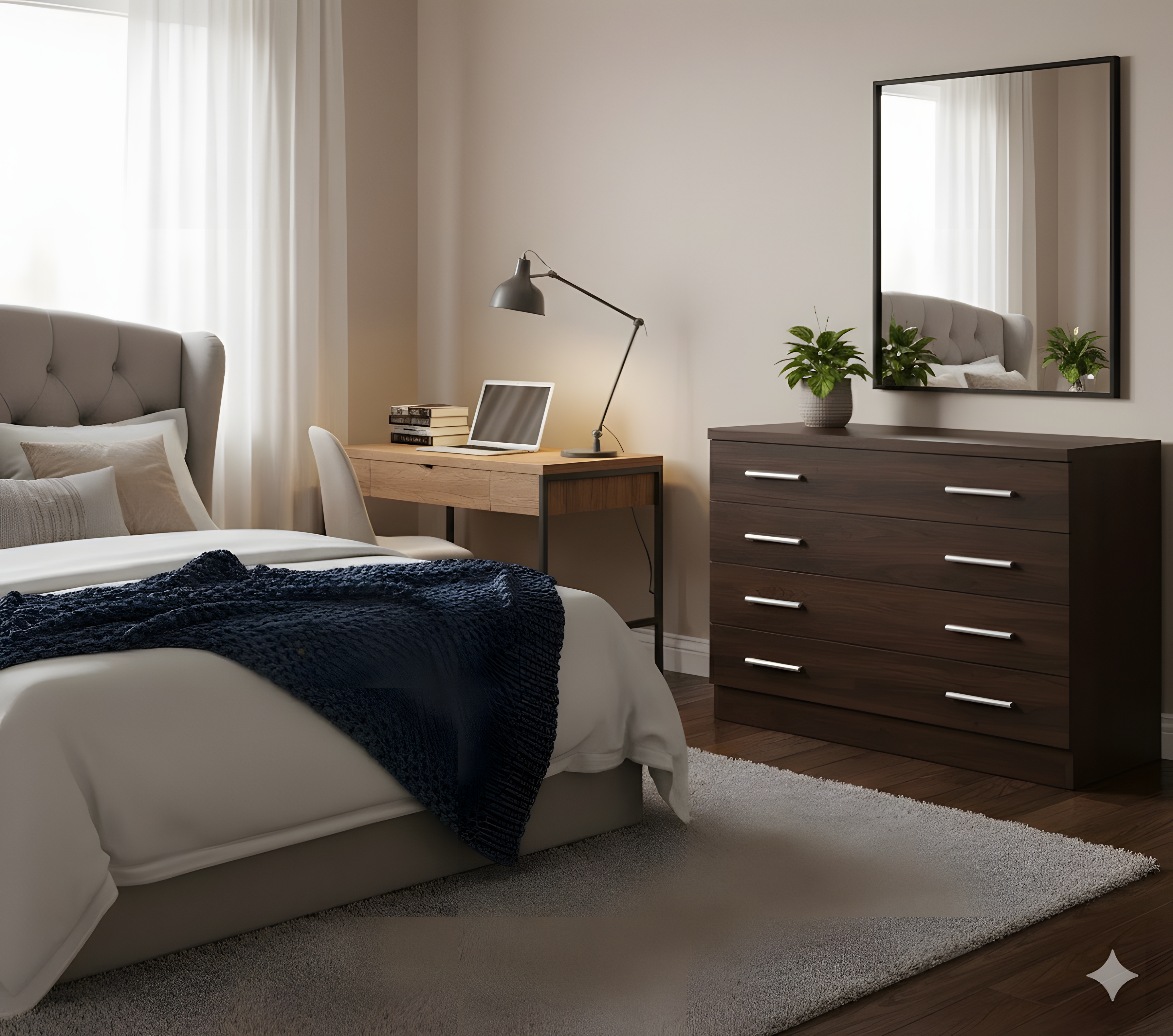 Cómoda 4 Cajones, Cómoda Dormitorio, Cajonera para Salón, Oficina, Pasillo