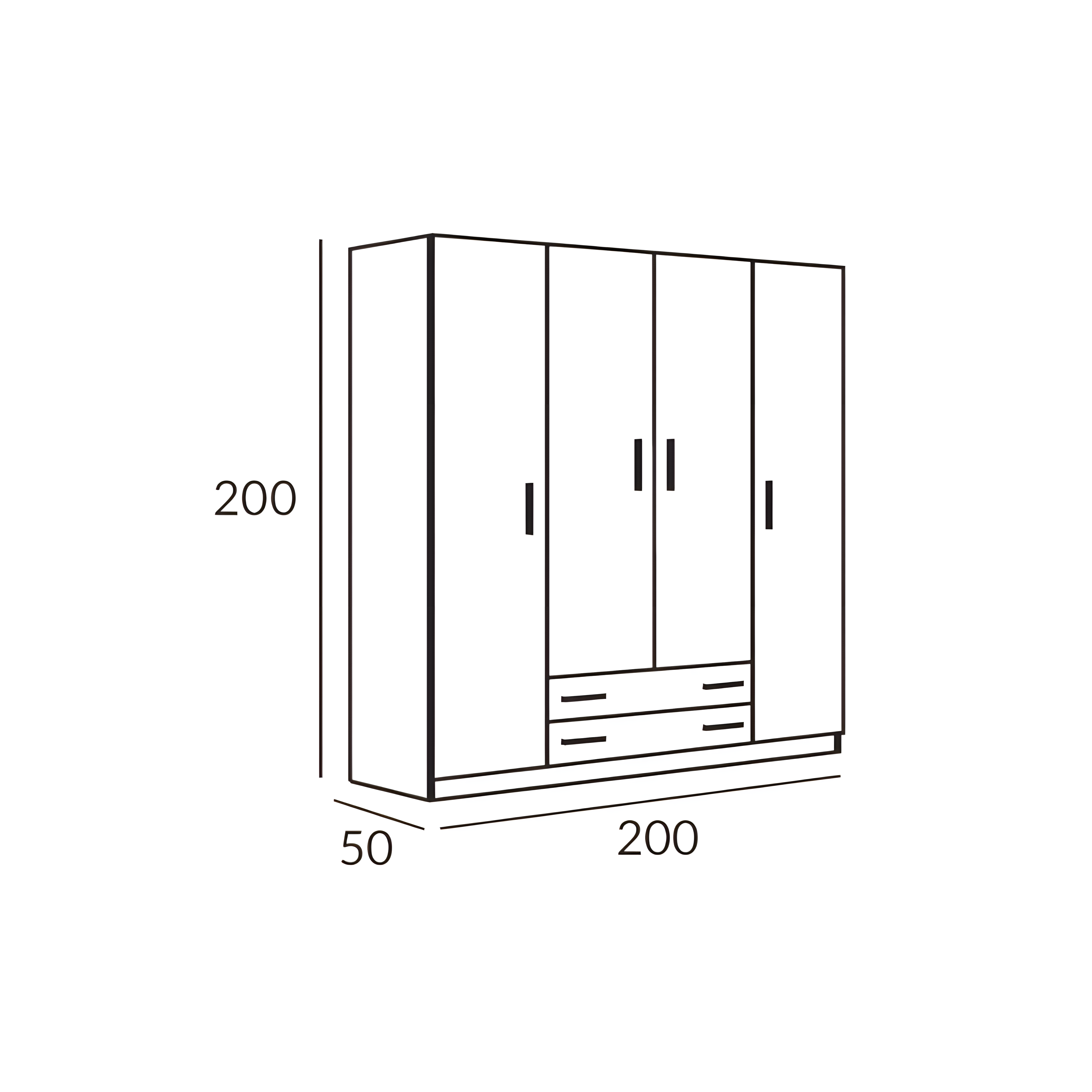 Armario de 4 Puertas - 2 CAJONES | Rapido Sofas |