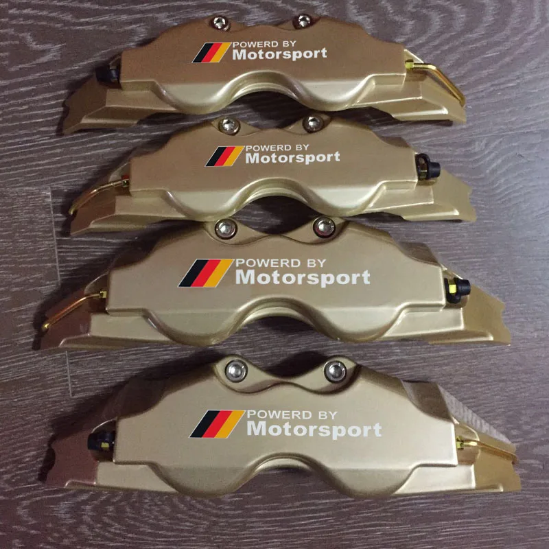 4 vnt. ABS plastikinių diskinių stabdžių suportų dangtelių su M Power Motor Sport lipduku BMW priekiniam ir galiniam automobilio stiliui