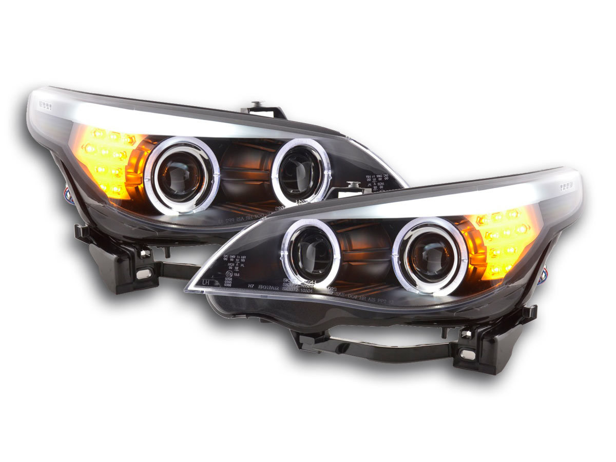 BMW 5 serijos E60/E61 metų 03–07 priekinis žibintas, juodasFK-Automotive