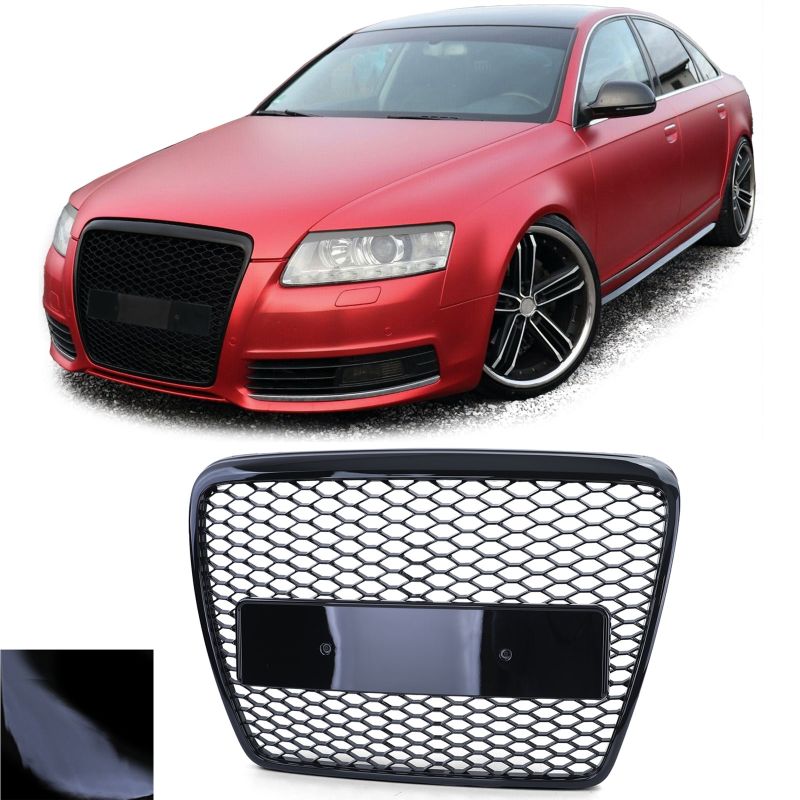 Korinės sportinės grotelės be emblemos juodos blizgios skirtos Audi A6 C6 4F 08-11