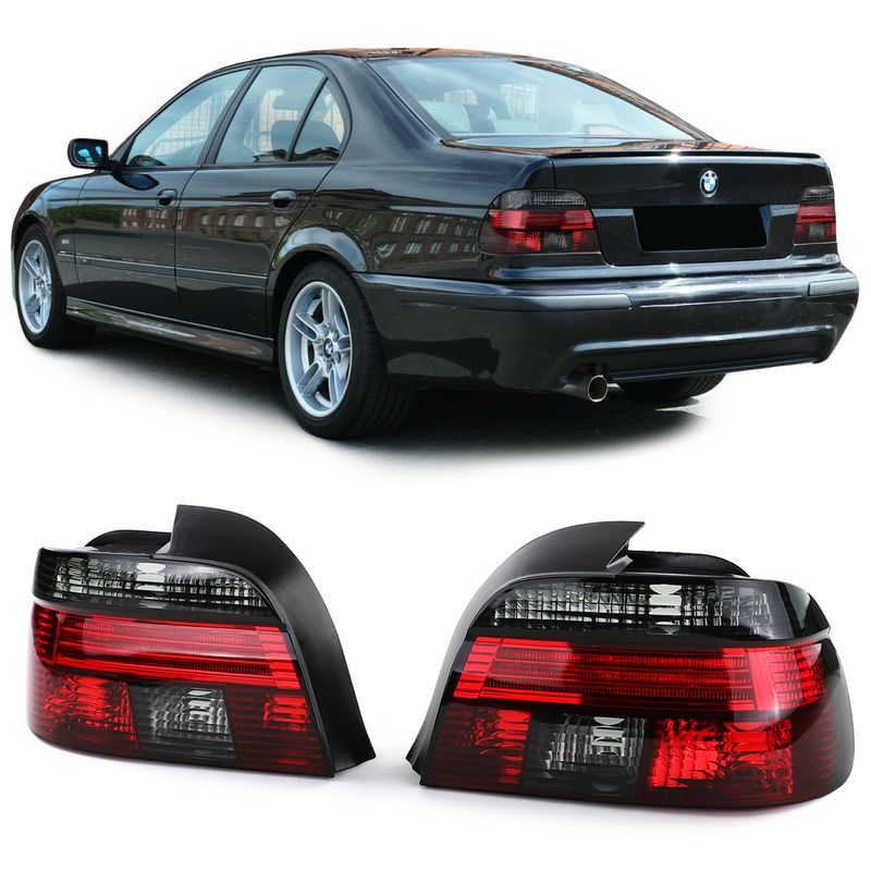 BMW E39 95-00 sedano juodi dūminiai galiniai žibintai su „Facelift Look“ efektu