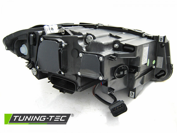 BMW F10/F11 2010-2013 ksenoniniai žibintai su Angel Eyes LED dienos žibintais, juodi