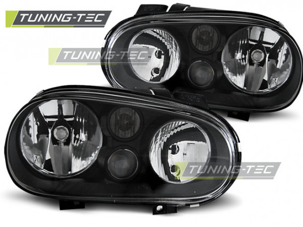 Priekiniai žibintai juodi, tinka VW Golf 4 09.97-09.03