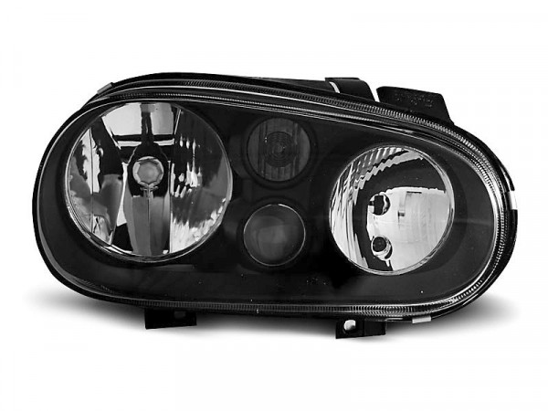 Priekiniai žibintai juodi, tinka VW Golf 4 09.97-09.03