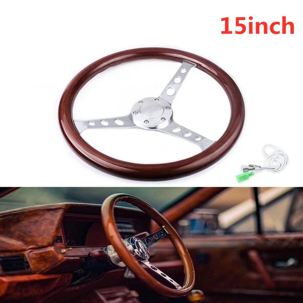15 colių/380 mm medinio vairo chromo stipinų 6 varžtaI su ragu