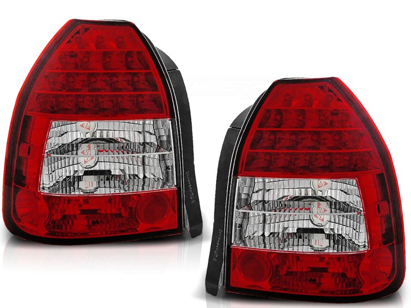 Honda Civic 96-01 3 durų galiniai LED žibintai raudoni/balti