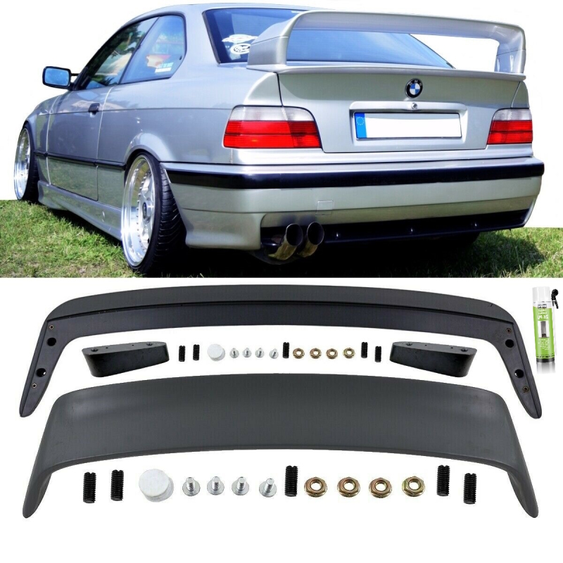 Sportinis galinis spoileris su padidinta galine versija, tinka BMW 3 serijos E36 ABS nedažytam modeliui, netinka GT 2 klasei.
