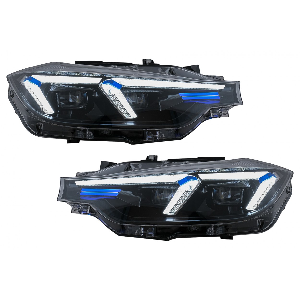 LED priekiniai žibintai, tinkantys BMW 3 serijos F30 F31 sedanui, universalui (2011-10-2015), atnaujinimui į G20 2024 dizainą.