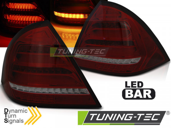 LED juostos galiniai žibintai raudoni dūminiai seka tinka Mercedes W203 sedanui 00-04