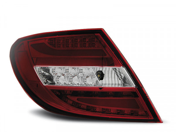 LED galiniai žibintai raudonai balti, tinkantys Mercedes C-klasės W204 sedanui 07-10