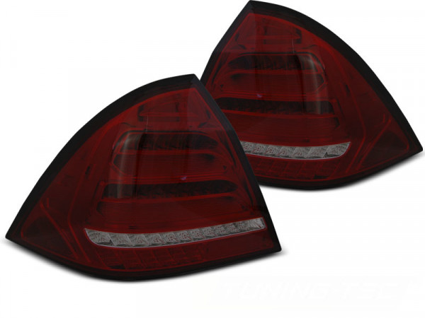 LED juostos galiniai žibintai raudoni dūminiai seka tinka Mercedes W203 sedanui 00-04
