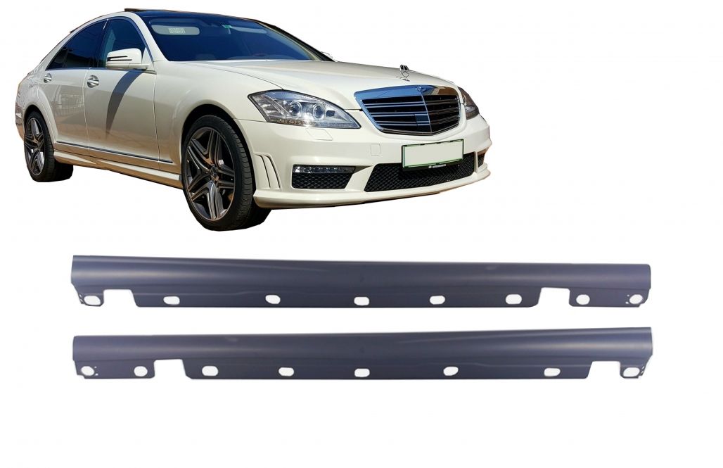 S65 ANG stiliaus šoniniai slenksčiai / slenksčių dangteliai, skirti MERCEDES W221 05-13 Long