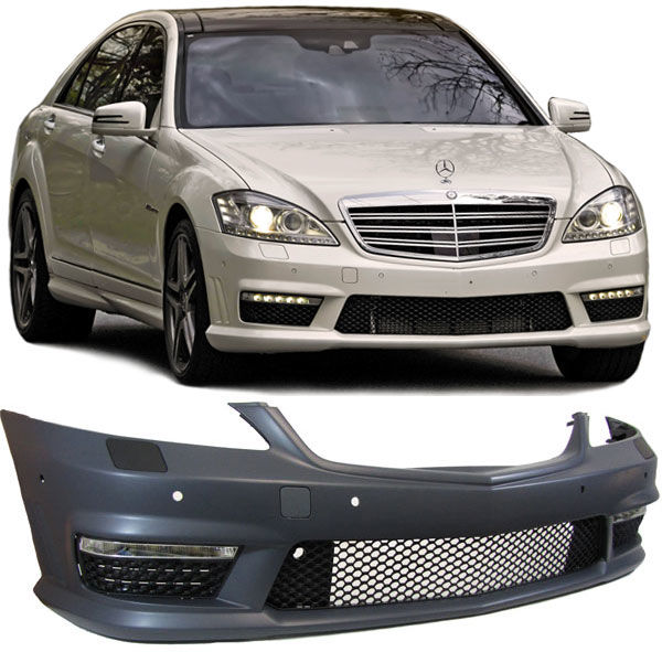 S63 AMG sportinio stiliaus priekinis bamperis su DRL, skirtas Mercedes W221 05-13