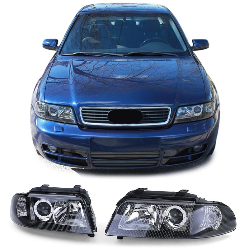 Audi A4 / S4 95-01 Facelift Look juodi priekiniai žibintai S4