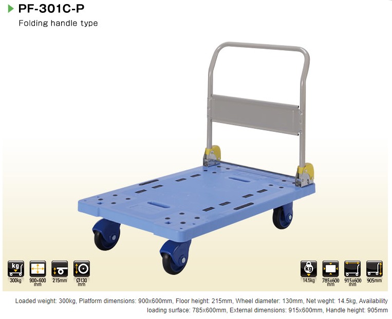 PF-301C-P Folding Handle Platform Trolley