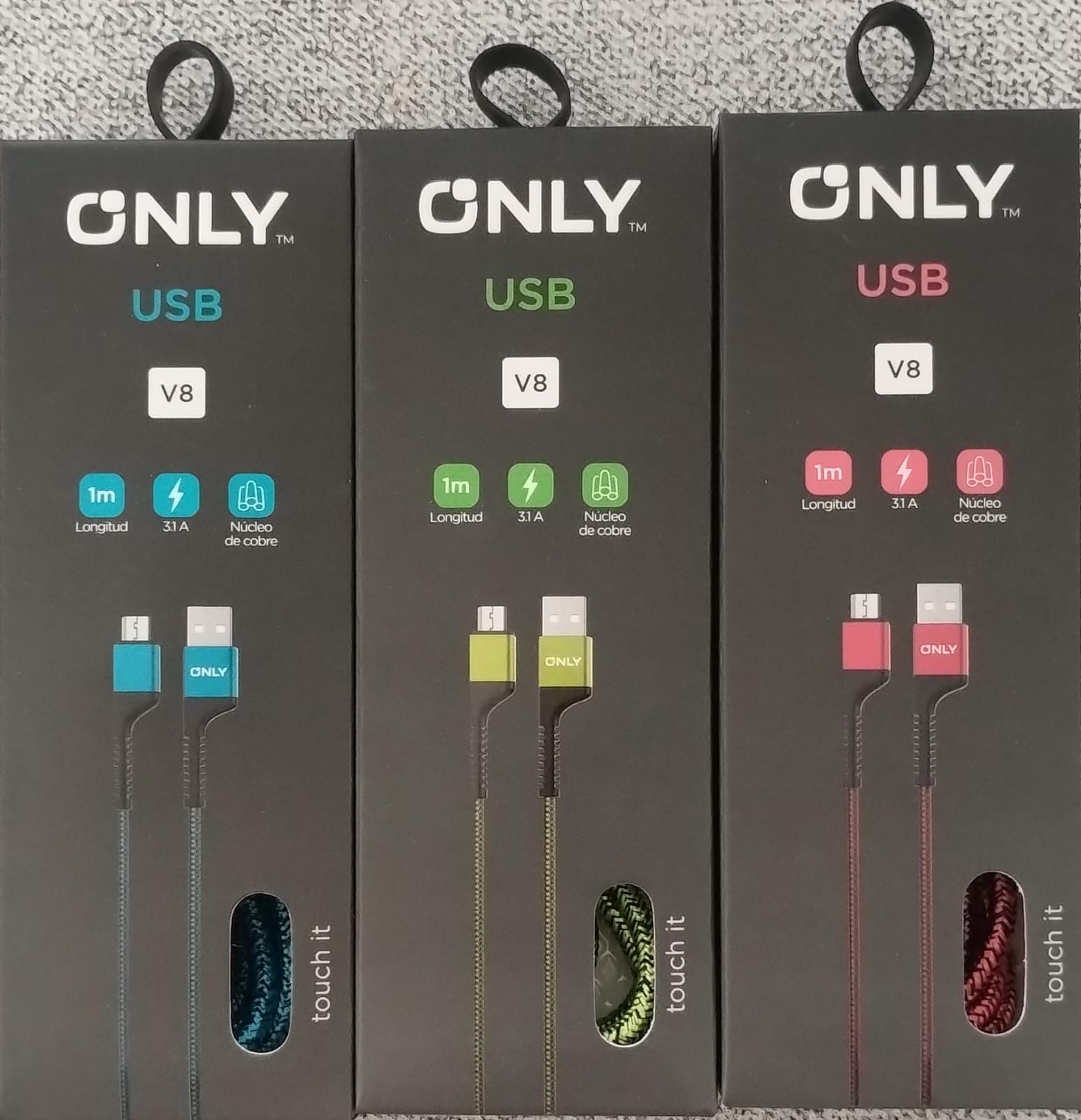 Cable USB microusb V8 ONLY textil