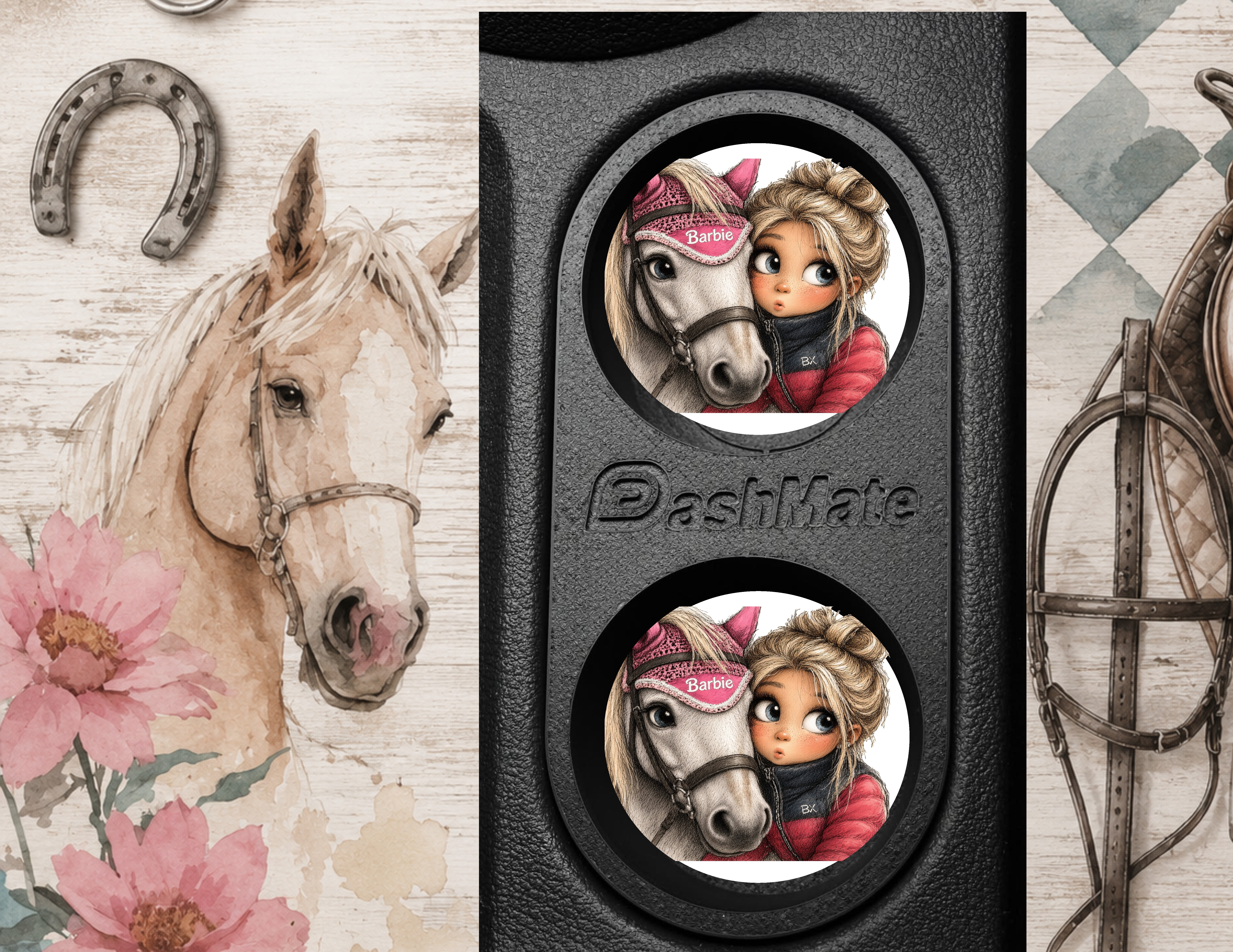 Horse-Themed Car Coasters Set of 2
