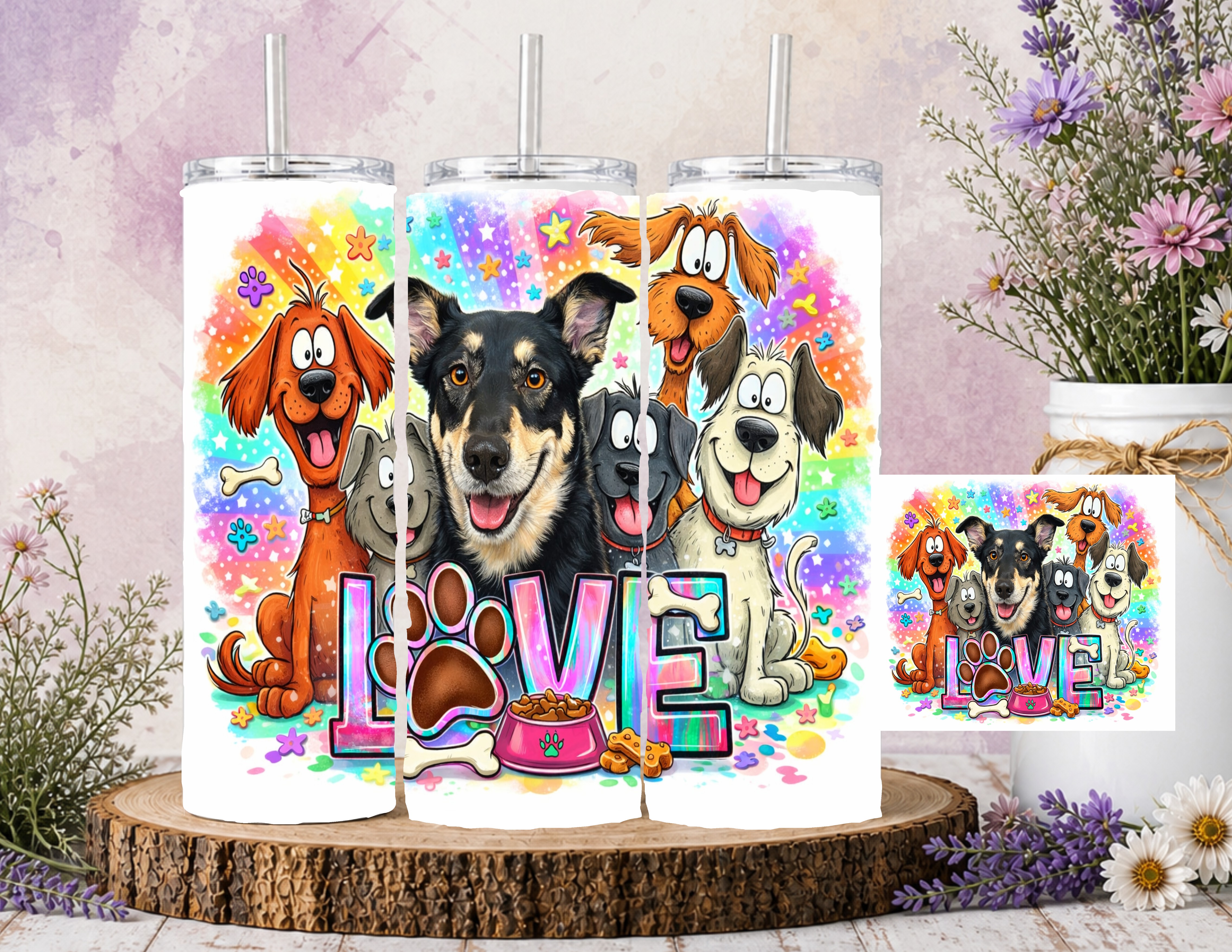 Colorful Dog Lover Tumbler Set