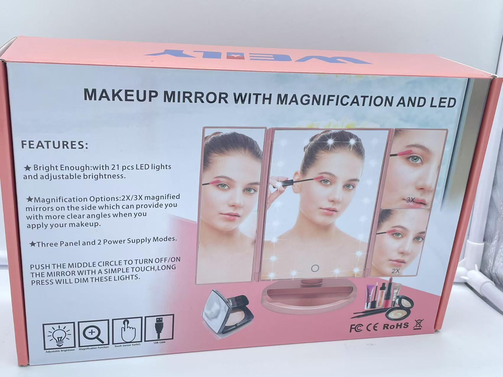 Makeup Mirror with Magnification and LED