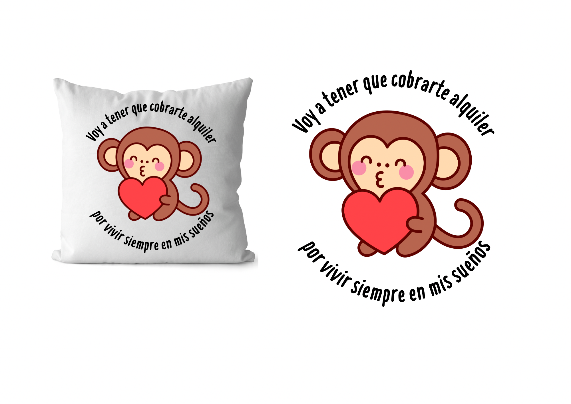Cojín con diseño de mono