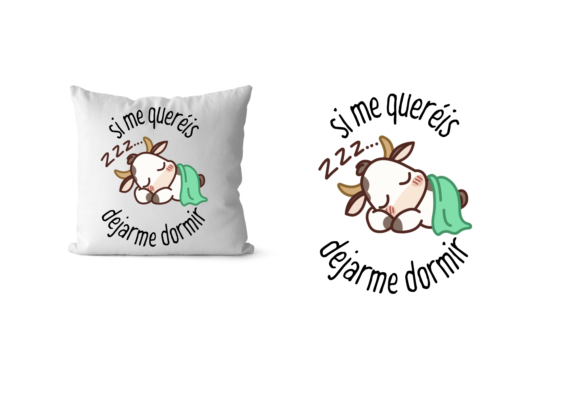Cojín decorativo con diseño de vaca dormida