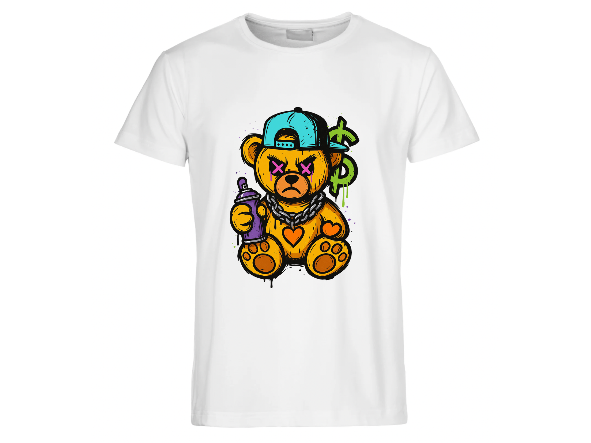 Camiseta con oso grafitero de barrio