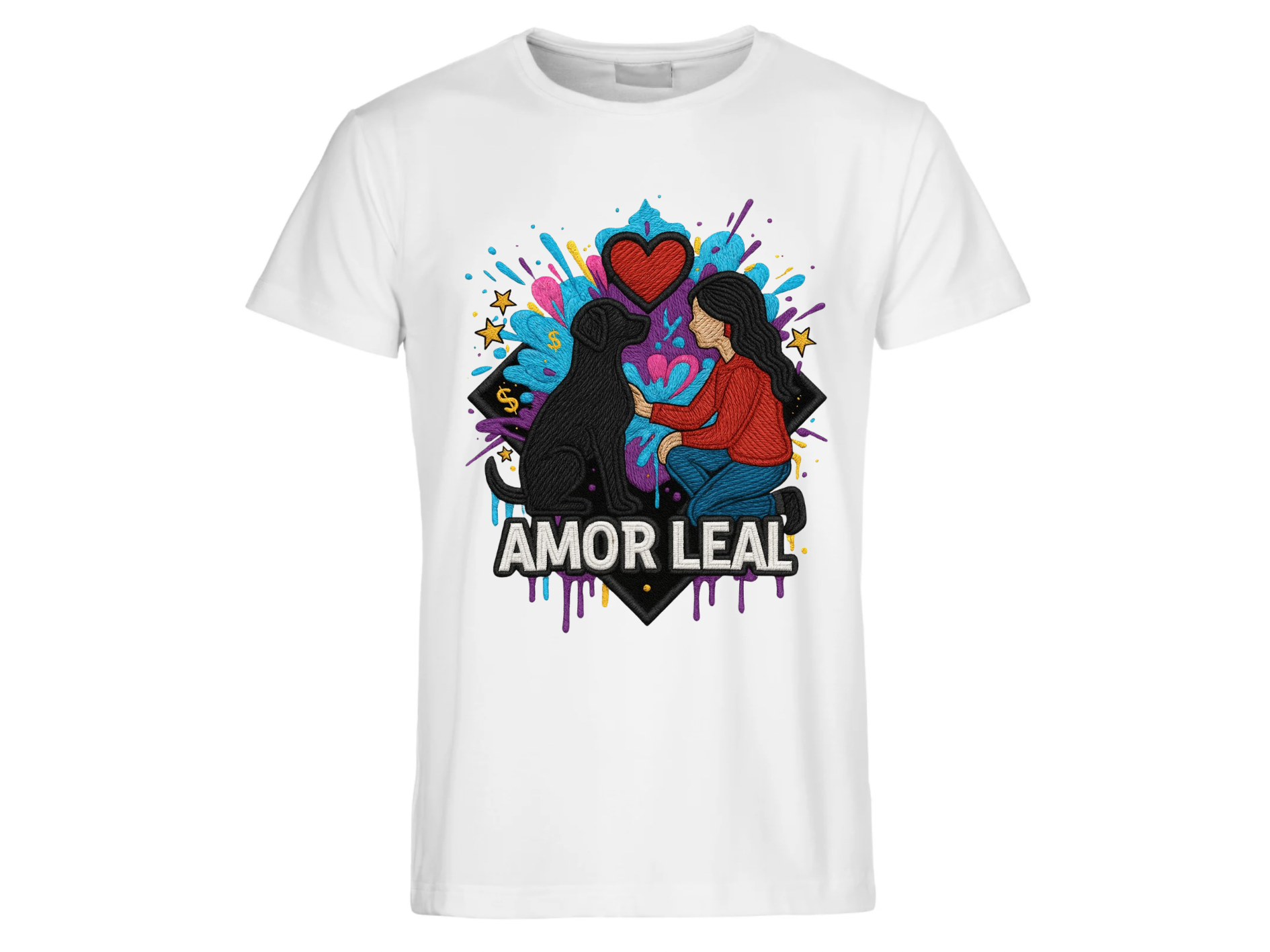 Camiseta 'Amor Leal' estilo bordado 3d