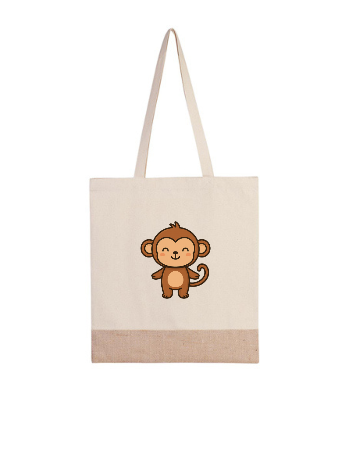 Bolsa de tela con estampado de mono