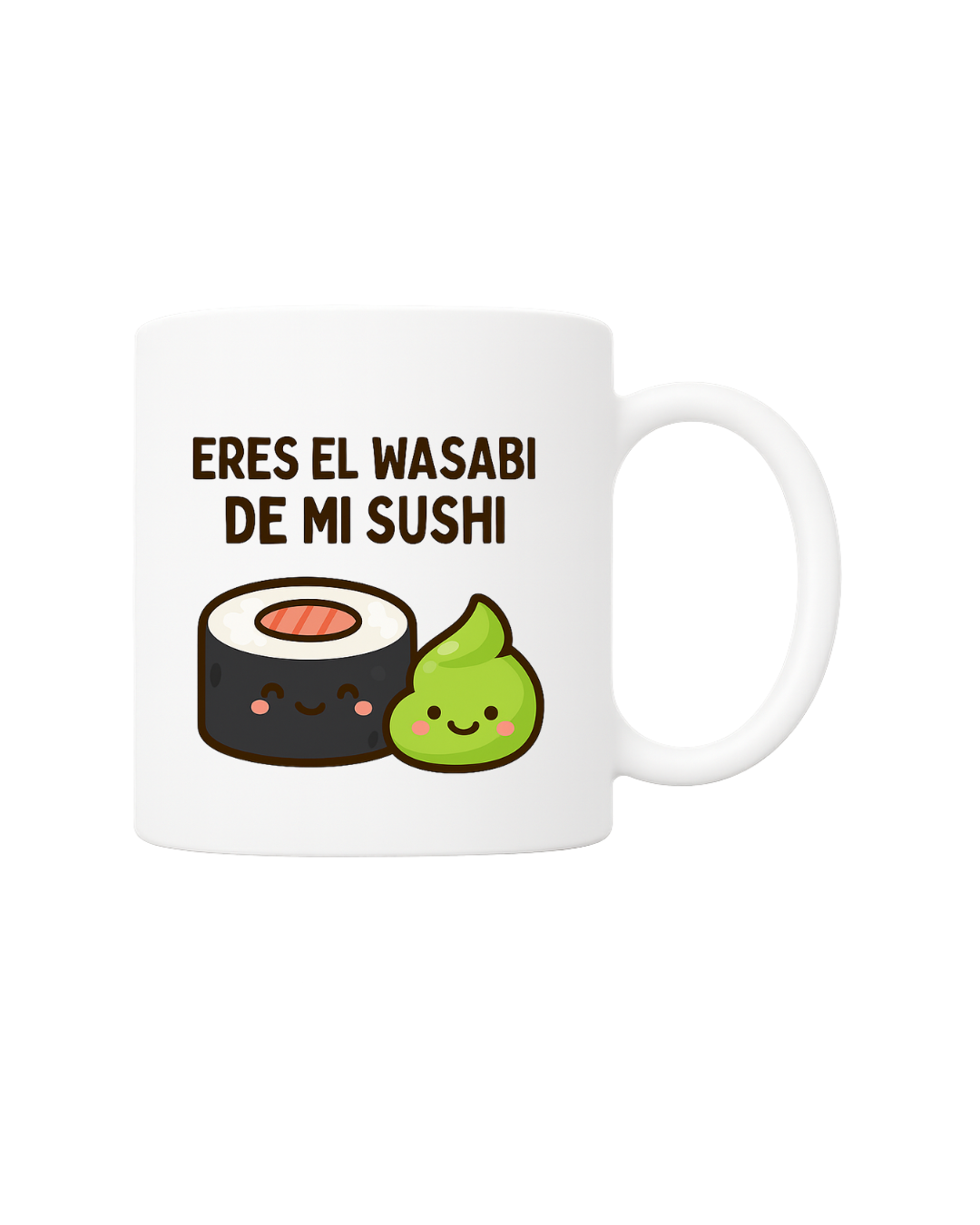 Taza divertida de sushi y wasabi