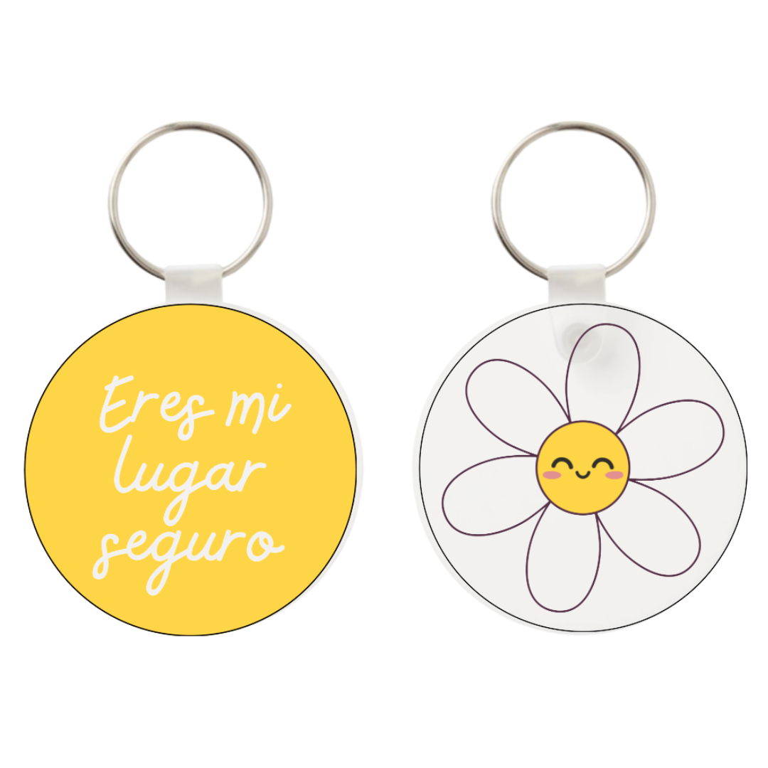 Llavero redondo 'Eres mi lugar seguro'