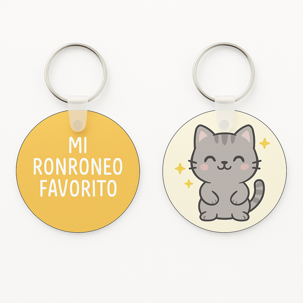 Llavero de gato sonriente