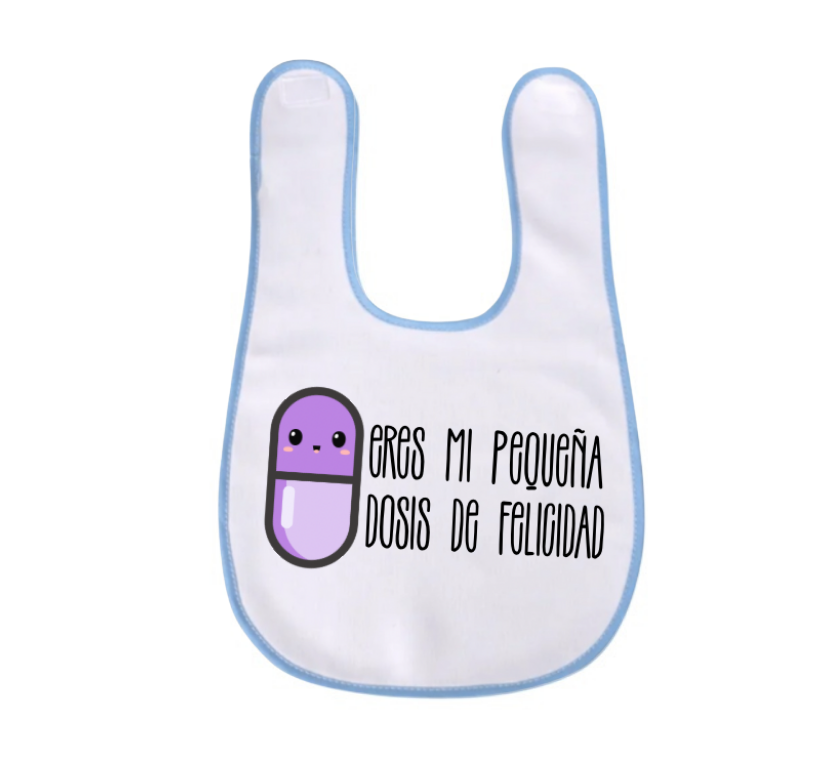 Babero infantil con borde azul