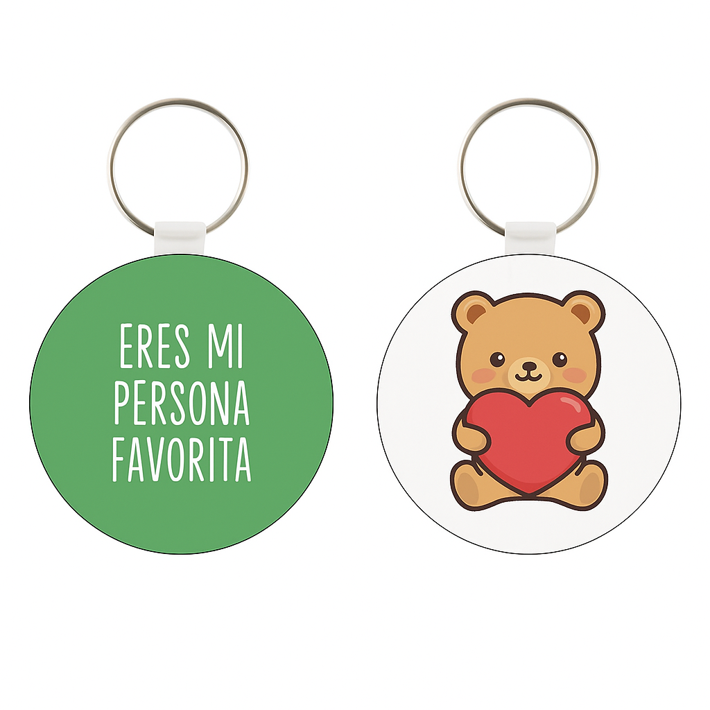 Llavero con osito y mensaje