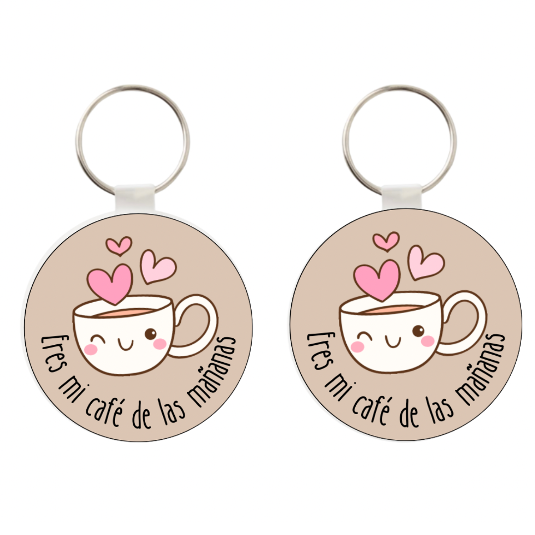 Llaveros personalizados 'Eres mi café de las mañanas'