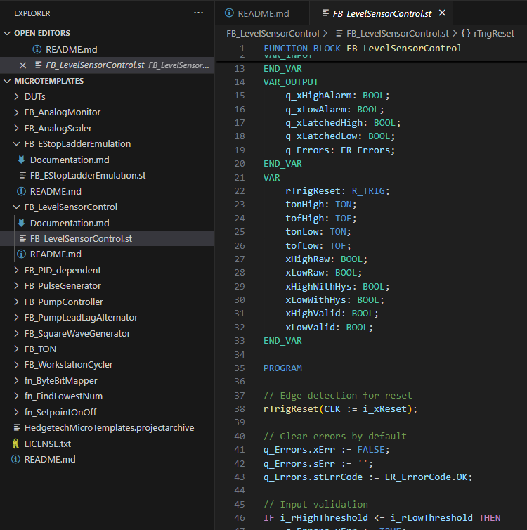 ICS Application Templates in Structured Text