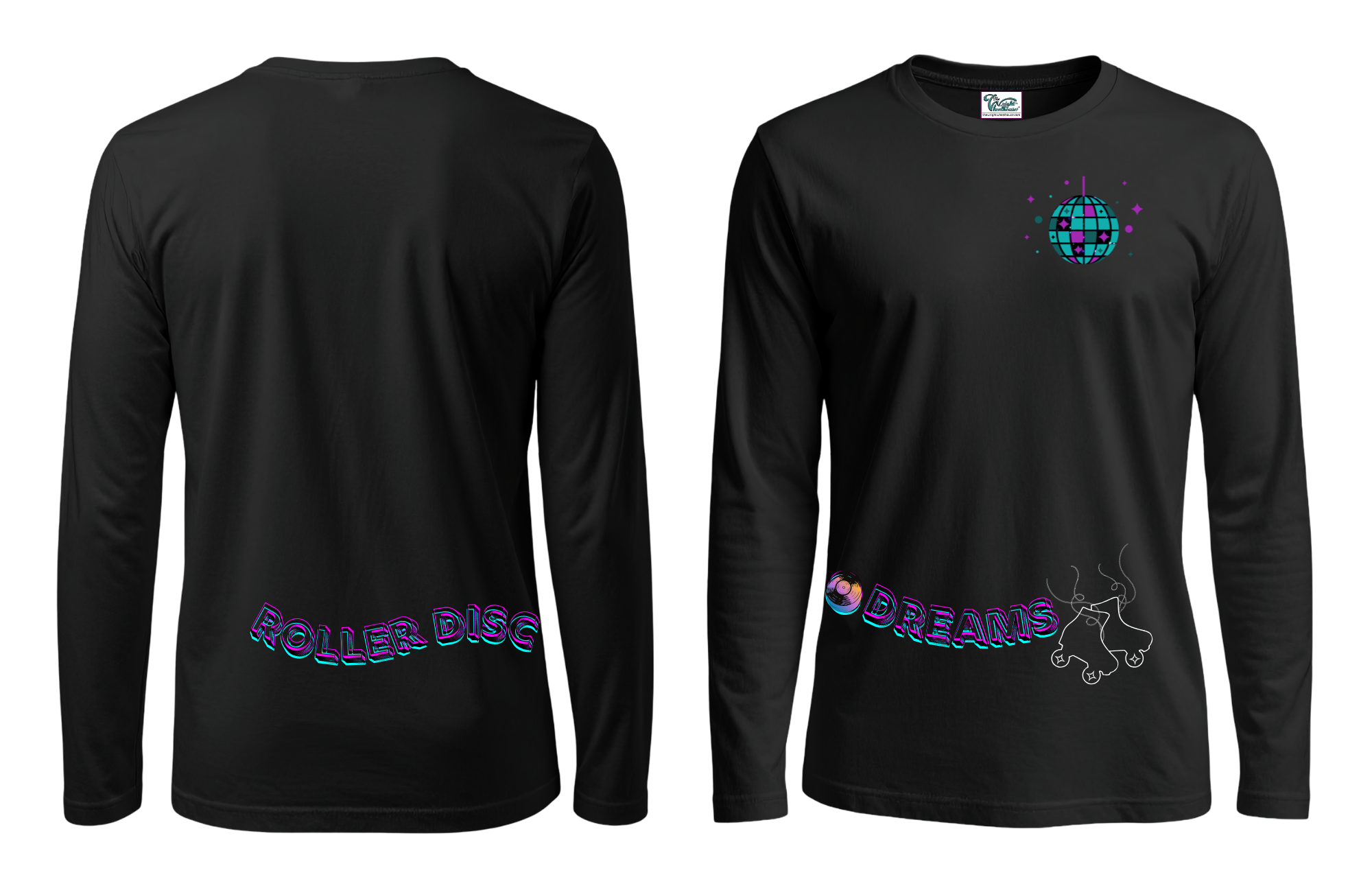 Roller Disco Long Sleeve T-Shirt with Glittery Disco Ball